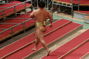 力士、観客が居なくなったので砂かぶり席をウォーキングwwwwwwwww