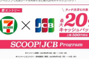 【緊急】JCBカード､セブンイレブンで20%還元キャンペーンを18日から開催