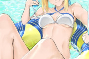 【FGO】水着セイバーイラスト！！　プールを楽しんでますね！！