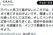 ゴミがゴミを語る　〜　【炎上】 しばき隊　「ゴミ箱の設置されてない都市では、ポイ捨てを推奨」 →炎上