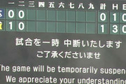 阪神ーヤクルト　3回表途中、雨のため試合一時中断　甲子園球場