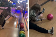 神業の様なトリックショット！？ボーリングが下手すぎてミラクルを起こしてしまう女性！
