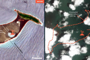 【トンガやばい】衛星写真の解析で噴火後に陸地が消滅したことが判明