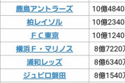 Jリーグクラブの総年俸ランキングwwwwwサンフレッチェすごすぎ