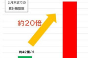 【速報】花粉、去年の「20倍」…まだ序盤でこれから本格飛散へ