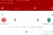 【速報】鎌田先発のフランクフルトさん…守田活躍のスポルティングにボコられ逝くｗｗｗｗｗｗｗ