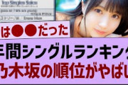 「年間シングルランキング」乃木坂46の順位がやばいw【乃木坂46・乃木坂配信中・乃木坂工事中】