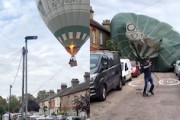 【動画】イギリスで熱気球が住宅街に不時着するアクシデント。