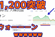 【速報】韓国ウォン通貨危機へ 1年半ぶりに1,200ライン突破ｗ