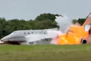 【動画】緊急着陸を試みたプライベートジェット機が炎上して2名死亡。