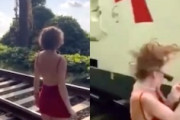 【動画】ジョージアのギャル、線路でインスタ映えを狙って残念なことに。