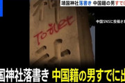 【岸田の宝】靖国神社で落書きしていた中国人　Fラン大学に留学してきた中国人だった　※この犯罪留学生に日本人の税金が使われています