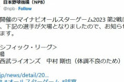 【悲報】西武・中村剛也、体調不良でオールスター第2戦欠場