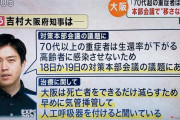 吉村府知事「大阪で重症者が多いのは早めに呼吸器を付けてるから」→ 医学部教授「ありえない妄言」