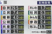 【朗報】自民党支持率30%割れ、政権交代へ