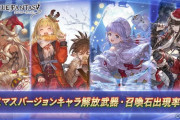 【グラブル】本日ガチャ更新はクリスマスverキャラ,召喚石UP！クリスマスキャラ排出は12月25日(金)23:59のため次回復刻までこれが最後のチャンス？