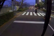 信号のない横断歩道で猛スピードの原付バイクにはねられ女性がけが　逃げたバイクの行方追う　ドラレコに一部始終
