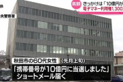 「10億円に当選しました！」 60代女性が1300万円分の電子マネーをだまし取られる