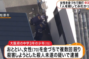 【悲報】 中学3年男子、通り魔で逮捕「人を殺してみたかった」