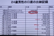 【速報】４６３０万円くんの銀行口座の出納記録が流出してしまう…ガチでオンラインカジノにぶっこんでいた模様