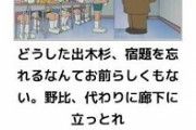ドラえもん「しずちゃんの風呂覗き！」「ジャイ子をルッキズム差別！」「生徒を廊下に立たせる先生！」