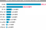 スポーツブランド売上ランキングwwwwwwwwwwwwww