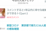 【悲報】ガールズちゃんねるの勢い1位、「コメントすると1年以内に幸せな結婚ができるトピpart2」