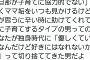 【画像】Twitter「旦那が子育てに協力的じゃない？“優しい男”を切り捨ててきたお前の自業自得だろ」→14万ｲｲﾈ