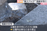 公園内を無人のバイクが暴走、高齢女性が衝突され怪我