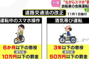 11月1日から自転車道交法違反厳罰化 「スマホ・酒気帯び」に罰則