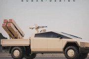 荷台にロケットランチャーを装備？…サイバートラックの派生モデルとして「軍仕様」をデザイナーが提案！
