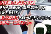 「車内で飲食しないでね」義兄から頼まれて義兄嫁を車に乗せたんだけど、子供におにぎりを食べさせようとしてた。私は車を一旦停めて…