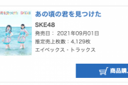 SKE48「あの頃の君を見つけた」オリコンデイリーランキング2日目 4,129枚で1位