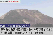 入山禁止の伊吹山　山頂付近で落石　50代男性が死亡