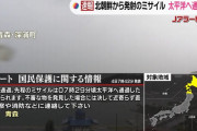 Jアラート発令、北朝鮮から弾道ミサイルの可能性があるものが発射…日本上空を通過し太平洋へ落下！