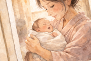 アルバムの中で見た、生まれたての自分を抱っこしてくれている母。