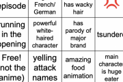 外国人「日本アニメにありがちなことビンゴを作った、当てはまる作品ある？」