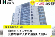 自宅トイレで出産した女子高生を死体遺棄容疑で逮捕　赤ちゃんの死体を父親が発見