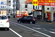 【札幌市】バイクと車の衝突事故でバイクの男性が投げ出される瞬間映像