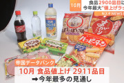 10月から値上げラッシュやな　2900品目今年最多