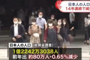 【悲報】日本､日本人80万人減少 外国人は10.7%増加の299万人に
