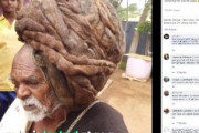 【画像】95年間髪を切ったことがないインド人男性、神と崇められる