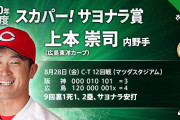 カープ上本崇司が8月度「スカパー！サヨナラ賞」受賞！