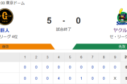 【試合結果】ヤクルト0-5巨人　山野4回4失点　完封負け