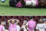 【悲報】カマヴィンガ、練習中のケガで悶絶…　モドリッチもこの顔に