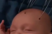 待ってました！頭皮マッサージが大好きな赤ちゃんの嬉しそうな表情。海外の反応