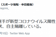 中日・鵜飼、新型コロナ陽性