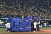 【前代未聞】嶺井のバットが伏見の側頭部に直撃　ブルーシートで隠されて運ばれる
