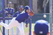 大谷翔平、初ライブBPで最速158キロ、2K　全球種とも精度高く…朗希も熱視線
