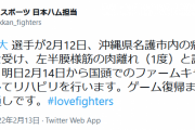 【悲報】ハム杉浦、左半膜様筋の肉離れでゲーム復帰まで3週間の見通し